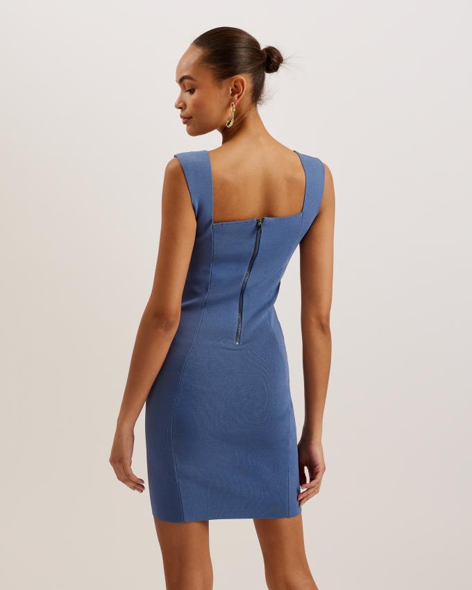 Peignoir Ted Baker Knitted Sleeveless Bodycon Mini Bleu Femme | ASY-98340645